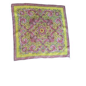 Vintage Pink Green Paisley‎ Square Acetate Scarf